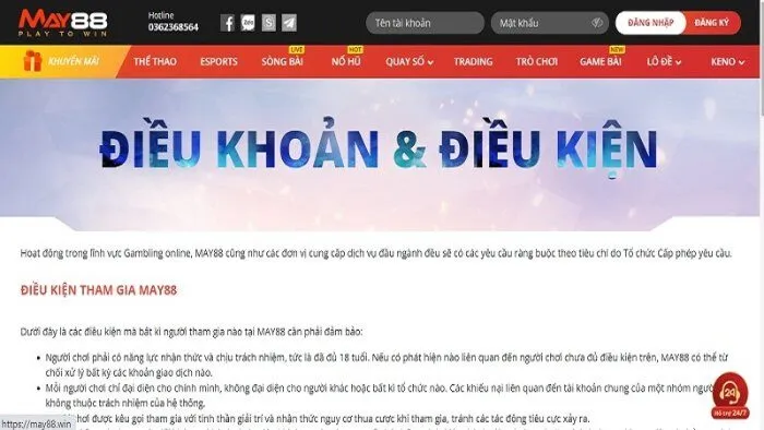 Yêu cầu khi tham gia tại May88