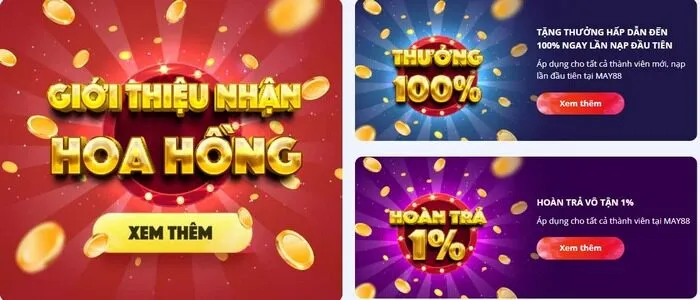 Rất nhiều khuyến mãi nổ hũ hấp dẫn có tại MAY88